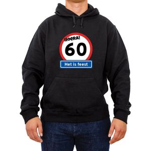 Trui Hoera 60 jaar |Fotofabriek Trui Hoera het is feest |Zwarte trui maat XL|Verjaardagscadeau| Unisex trui verjaardag (XL)