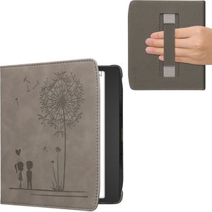 kwmobile ereader hoesje van kunstleer - geschikt voor Pocketbook Era / Era Color - Met magneetsluiting - In grijs Paardenbloemen Liefde design