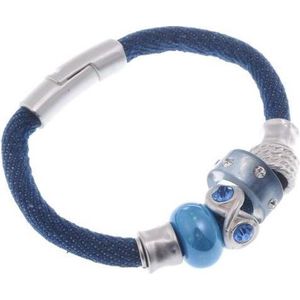 Behave Armband van jeansstof met verschillende decoratieve kralen