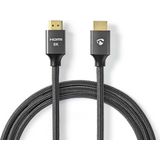 Nedis Ultra High Speed ​​HDMI-Kabel - HDMI Connector - HDMI Connector - 8K@60Hz - 48 Gbps - 1.00 m - Rond - 6.3 mm - Antraciet / Gun Metal Grijs - Cover Window Box