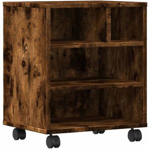 vidaXL Printerkastje - Printerkastjes - Bureau Organizer - Bureau Organiser - Printerkastje met wielen 41x32x48 cm gerookt eikenkleurig
