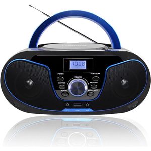Draagbare CD Speler voor Kinderen - Radio CD Boombox met FM Radio - Bluetooth Verbinding - USB Ingang - AUX Aansluiting - Hoofdtelefoon Uitgang - Stereo Speakers