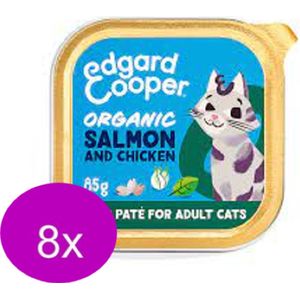 8x Edgard & Cooper Adult Paté Kuipje Organic Kip & Zalm - Kattenvoer - 85g