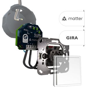 Gira led tastdimmer Matter 0-250W, inbouw, kleine inbouwdiepte, 2-draads en 3-draads, ECO-DIM.10 + Gira pulsdrukker