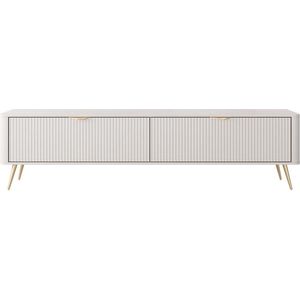 PASCAL MORABITO Tv-meubel met 2 deurtjes van mdf - Beige en goudkleurig - ELONARIA van Pascal Morabito L 200 cm x H 51.2 cm x D 38 cm