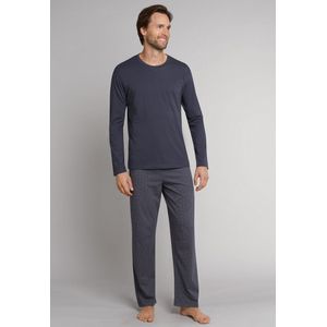 Heren pyjama extra lang - Grijs - NOS - Lange mannen nachtkleding - 100% katoen donkergrijs - 106
