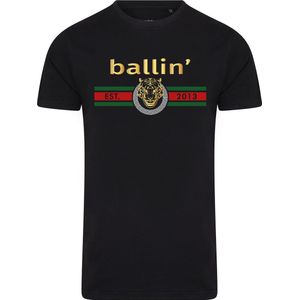Ballin Est. 2013 - Heren Tee SS Tiger Lines Shirt - Zwart - Maat XXL