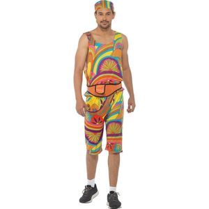 Karnival Costumes Verkleedpak Grappig & Fout Work-Out Heren Carnavalskleding Heren Carnaval - Polyester - Maat XL - 4-Delig Vest/Korte Broek/Hoofdsjaal/Tasje