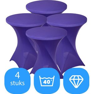 Statafelrok Paars x 4 – ∅80-85 x 110 cm – Statafelhoes Stretch 4 Stuks – Tafelhoezen voor Statafel – Geschikt voor Horeca Evenementen | Sta Tafel Hoes | Staantafelhoes | Trouwerij