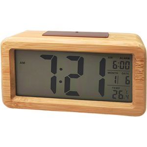 Digitale Houten Wekker – Decoratieve Batterijwekker voor Slaapkamer