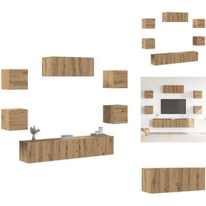 vidaXL Tv-meubelset - Tv-meubelsets - Tv-kast - Hifi-kast - 7-delig Tv-meubelset wandmontage artisanaal eiken