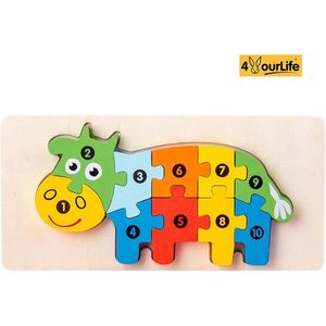 Houten Blokpuzzel - Kalf - Montessori Speelgoed - Vroege educatieve ontwikkeling - 3D puzzel - Peuter - Kinderen - 3 Jaar - Gift - Cadeau
