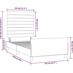 vidaXL - Bedframe - met - hoofdeinde - stof - taupe - 80x200 - cm