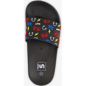 Jongens badslippers met game opdrukken - Zwart - Maat 34
