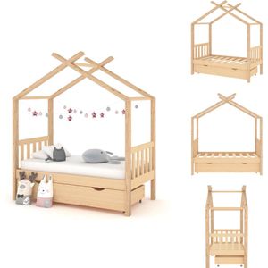 vidaXL Kinderbedframe - Kinderbedframes - Bed - Bedden - Kinderbedframe met lade massief grenenhout 70x140 cm