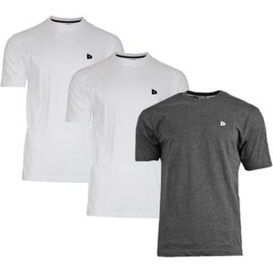 3-Pack Donnay T-Shirt (599008) - Sportshirt - Heren - White/Charcoal marl/White - maat 3XL