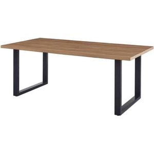 Eettafel 'Alexander' 180 cm Decor Oude Eik, Poten metaal 8x4 cm, blad , decor, ABS boord, - Top 36 mm