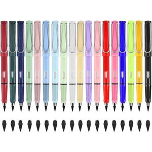 18 Pieces Perpetual Pencil Set with Interchangeable Feathers and Eraser