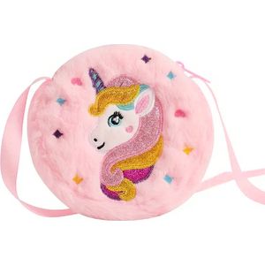 Unicorn / Eenhoorn Kinder Tasje - Roze | 13,5 x 13,5 cm | Polyester / Acryl | Fashion Favorite