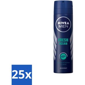 Nivea - Men - Deodorant - Spray - Fresh Ocean - 48 Uur Lang Werkend - 150 ml - Bulkverpakking - 25 stuks