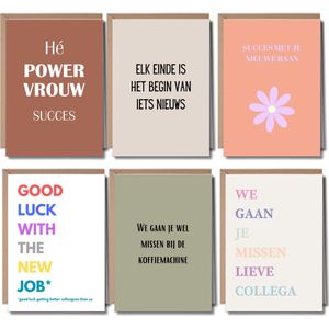 Bedankt Collega - Afscheid Collega - Afscheidscadeau Collega - Bedankt Kaartjes - Wenskaarten Set - Wenskaarten met Envelop - Kaartenset - Kaartjes om te versturen - Blanco Kaartjes - Wenskaarten Blanco - 6 Stuks Gevouwen A6 Kaarten