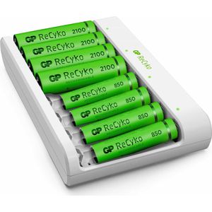 GP ReCyko Batterijlader - (USB) E811 8-slot Incl. 4 X AA en 4 X AAA - Oplaadbare Batterijen