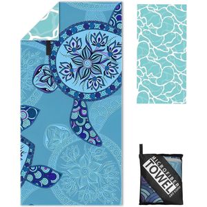 Grote strandhanddoek - 180 x 100 cm microvezel strandhanddoek met zak, absorberende en sneldrogende strandhanddoeken, zachte en lichtgewicht strandhanddoek voor strand, reizen, zwemmen (schildpadden)