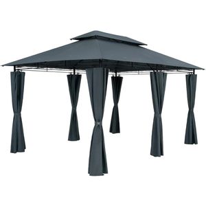 Trend24 Haines - Paviljoen - Tuinpaviljoen - Overkapping - Prieel - Gazebo - 4 x 3 m - 100% waterdicht - Ventilerend - UV-bescherming - Antraciet