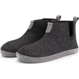 Travelin' Stay-Home Heren hoge sloffen - Wollen pantoffels - Suede zool - Grijs