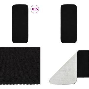 vidaXL Trapmatten 15 st anti-slip rechthoekig 60x25 cm zwart - Trapmat - Trapmatten - Anti-slip Mat - Anti-slip Trapmat