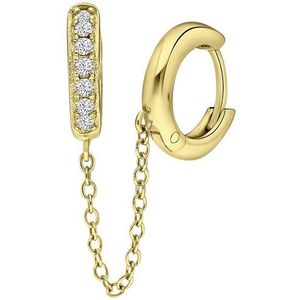 Lucardi Dames Goldplated oorring dubbel met zirkonia - Oorbellen - Cadeau voor vrouwen - Echt Zilver - Goudkleurig