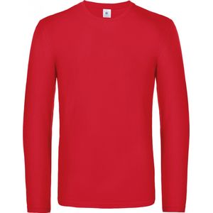 T-shirt Heren 4XL B&C Ronde hals Lange mouw Red 100% Katoen