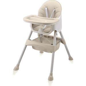 2-in-1 Kinderstoel Beige voor Baby's en Kinderen - Verstelbare en Verwijderbare Lade met Hangmand