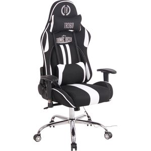 Game stoel - Bureaustoel - Sportief - Massage - Voetensteun - Stof - Wit/zwart - 45x54x138 cm