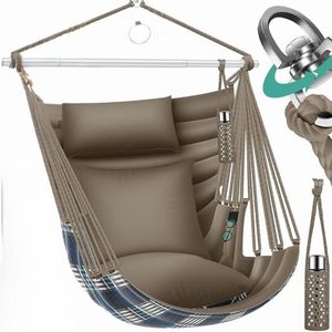 Imperatoris - Opvouwbare Egg Hangstoel - Cocoon - Hangstoel met Standaard - Voor Binnen en Buiten - Geschikt voor Tuin en Balkon - Comfortabele Garden Hangstoel - belastbaarheid 150 kg (Mocca Londen)