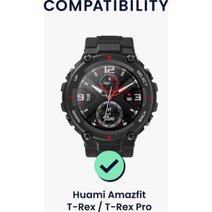 kwmobile Vervangend horlogebandje geschikt voor Huami Amazfit T-Rex / T-Rex Pro - 14 - 22 cm RVS horloge bandje - metallic zwart