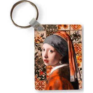 Sleutelhanger - Oude meesters - Meisje met de parel - Oranje - Zwart - Uitdeelcadeautjes - Plastic