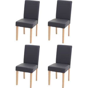 Set van 4 eetkamerstoelen Keukenstoel Littau MVG-gecertificeerd ~ kunstleer, grijs mat, lichte poten