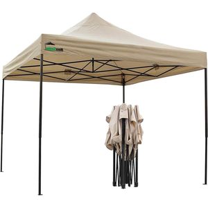 Titel: 3x3m Vouwpaviljoen - Waterdicht - Pop-up - Incl. Tas - UV-bescherming 50+ - Tuintent Partytent - Beige