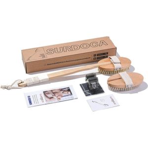 Droog Borstelen Lichaamsborstel - Natuurlijke Houten Douchescrubber met 2 Opzetborstels voor Exfoliatie