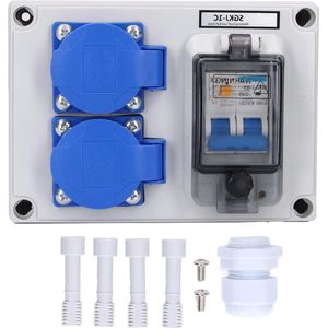 2-Positie Waterdicht Stopcontact 200‑250V 40A Duits Stopcontactdoos - ABS Shell met Aardlekschakelaar .
