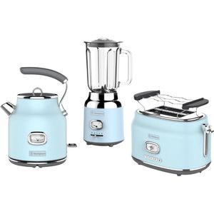 Westinghouse Retro 3-delige Set – Waterkoker 1,7L + Broodrooster 2 Sneden + Blender 1,5L – Blauw