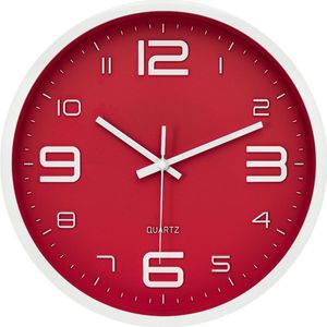 LW Collection keukenklok rood 30cm - kleine wandklok rood - muurklok - stille klok - stil uurwerk
