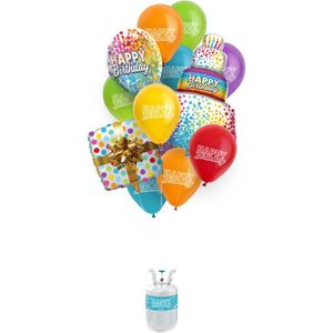 Helium-Happy Birthday Ballonnen met Lint-verjaardag-18delig