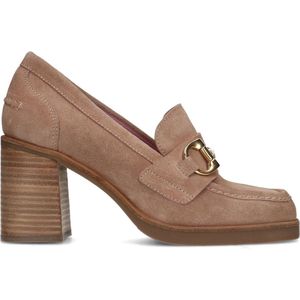 Manfield - Dames - Beige suède loafer pumps - Maat 41