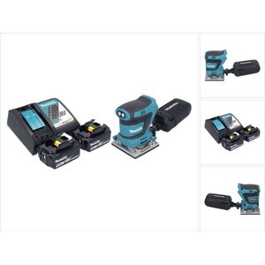 Makita DBO 484 RM accu vlakschuurmachine 18 V 112 x 102 mm + 2x accu 4.0 Ah + lader