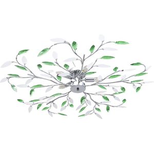 vidaXL Plafondlamp met acryl kristallen bladarmen voor 5xE14 groen