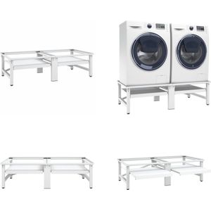 vidaXL Wasmachine- en drogerverhoger met uittrekbare schappen wit - Wasmachineverhoger - Wasmachineverhogers - Wasmachineverhoging - Wasmachineverhogingen