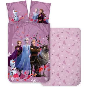 Frozen Dekbedovertrek Paars 100 X 135 Cm – 40 X 60 Cm (Katoen)