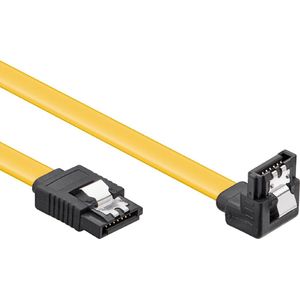 SATA datakabel - recht / haaks naar beneden - plat - SATA600 - 6 Gbit/s / geel - 0,20 meter